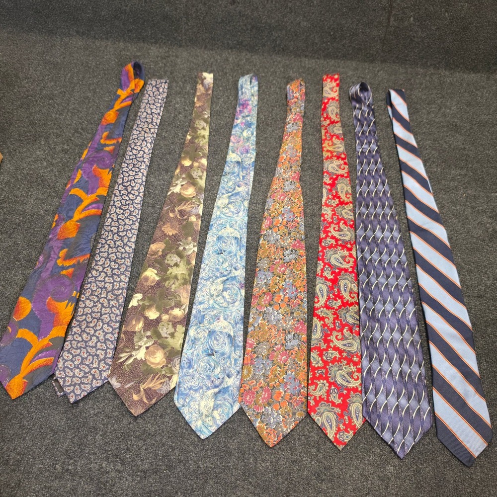 Vintage Mens Silk Tie Lot 8pc Paisley Floral Stripe Nathan Brach Mr Johns JF
